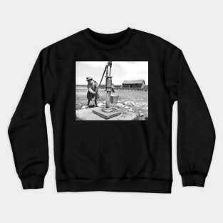 Girl Pumping water in Puno Peru Crewneck Sweatshirt